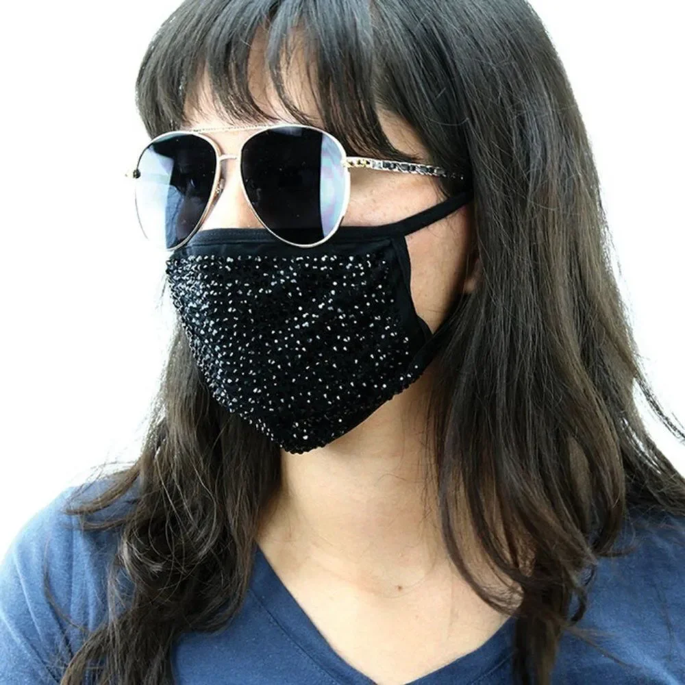 Rhinestone Face Mask In Polyester Material - HOST PICK!!!